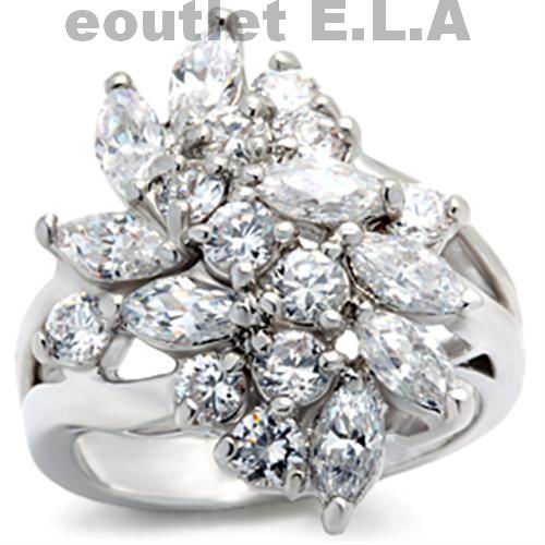 DAZZLING 8CT 19-SONTE CZ CLUSTER DRESS RING-3 sizes